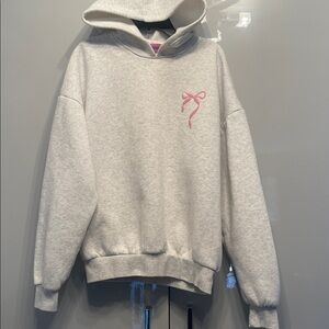 Edikted Pink and White Fleece Hoodie